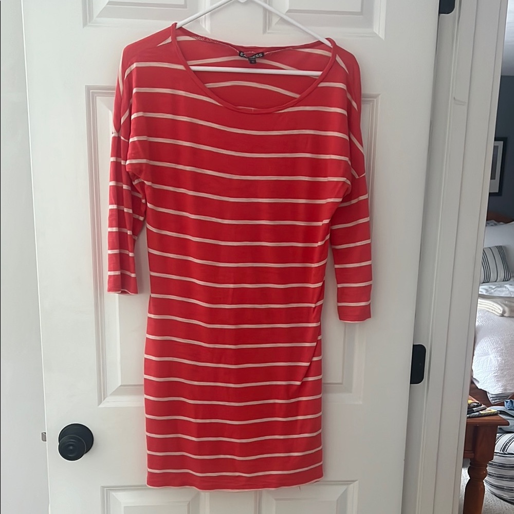 Express Red and White Dolman Sleeve Sheath Dress